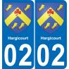 02 Hargicourt autocollant sticker plaque immatriculation auto ville