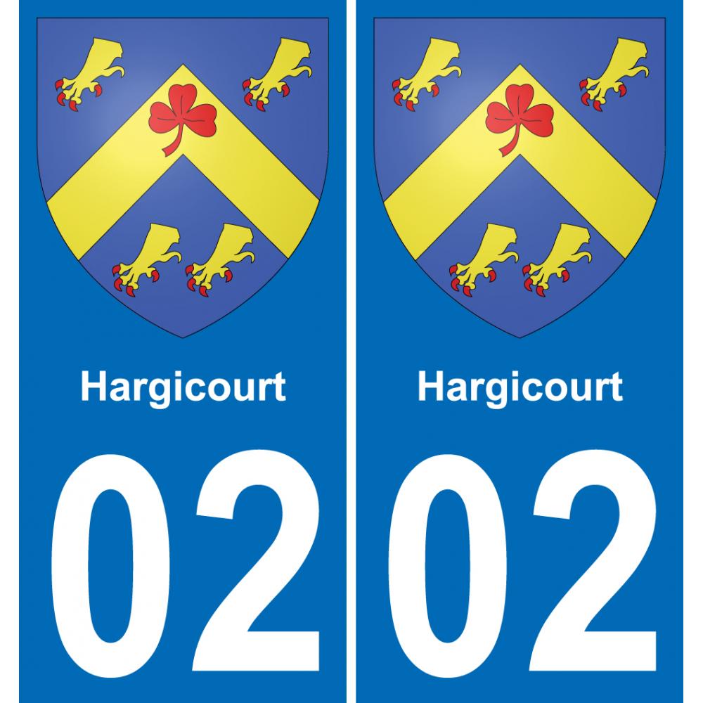 02 Hargicourt autocollant sticker plaque immatriculation auto ville