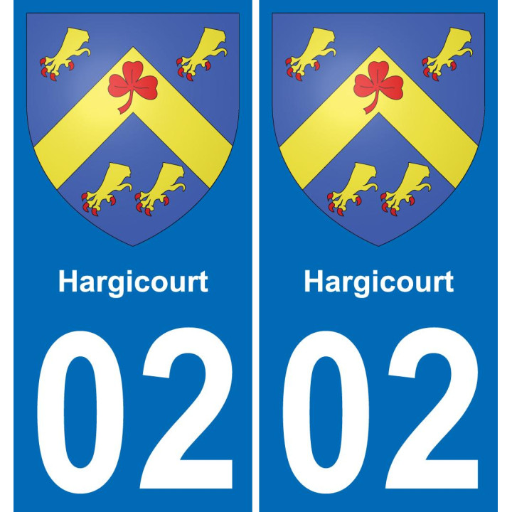 02 Hargicourt autocollant sticker plaque immatriculation auto ville