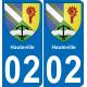 02 Hauteville autocollant sticker plaque immatriculation auto ville