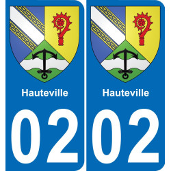 02 Hauteville autocollant sticker plaque immatriculation auto ville