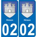02 Hirson autocollant sticker plaque immatriculation auto ville