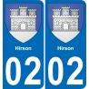 02 Hirson autocollant sticker plaque immatriculation auto ville