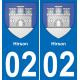 02 Hirson autocollant sticker plaque immatriculation auto ville