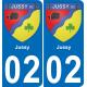 02 Jussy placa etiqueta de registro de la ciudad