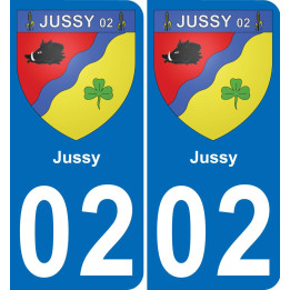 02 Jussy autocollant sticker plaque immatriculation auto ville