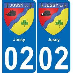 02 Jussy autocollant sticker plaque immatriculation auto ville