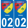 02 Jussy autocollant sticker plaque immatriculation auto ville