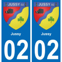 02 Jussy autocollant sticker plaque immatriculation auto ville