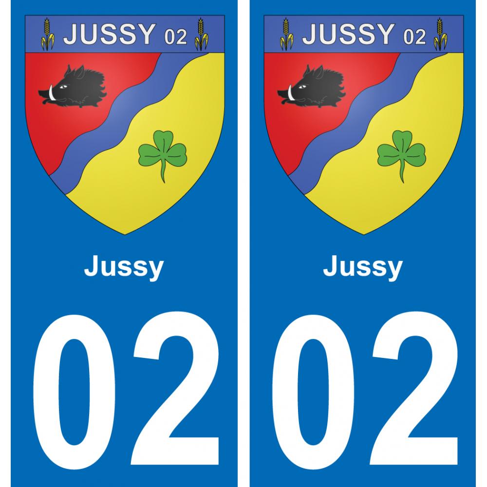 02 Jussy autocollant sticker plaque immatriculation auto ville