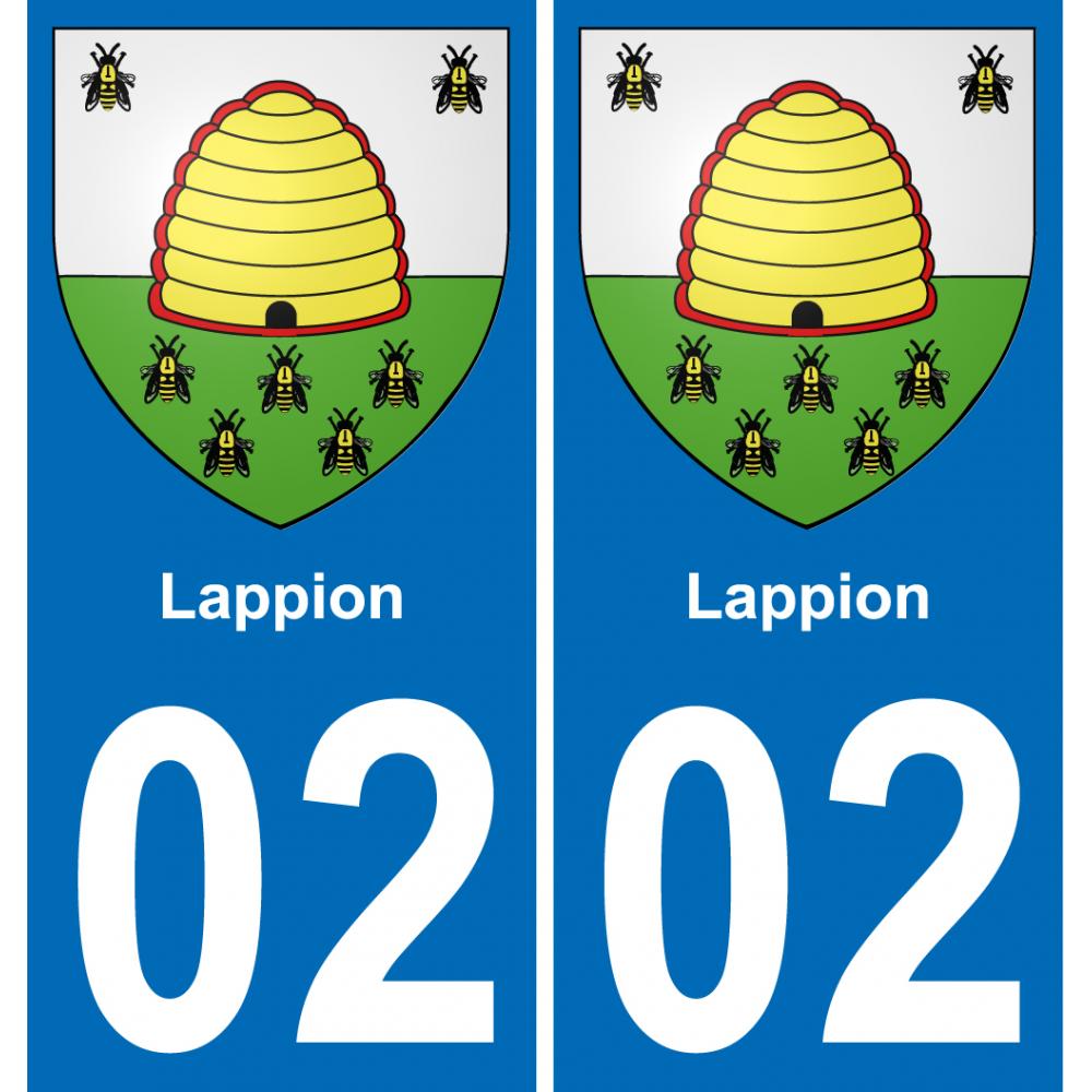02 Lappion autocollant sticker plaque immatriculation auto ville