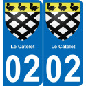 02 Le Catelet autocollant sticker plaque immatriculation auto ville