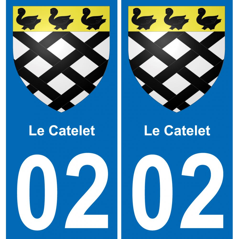 02 Le Catelet autocollant sticker plaque immatriculation auto ville