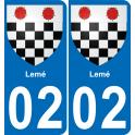 02 Lemé autocollant sticker plaque immatriculation auto ville