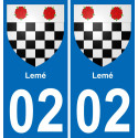 02 Lemé autocollant sticker plaque immatriculation auto ville
