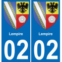 02 Lempire autocollant sticker plaque immatriculation auto ville