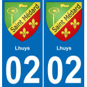 02 Lhuys autocollant sticker plaque immatriculation auto ville