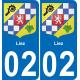 02 Liez autocollant sticker plaque immatriculation auto ville
