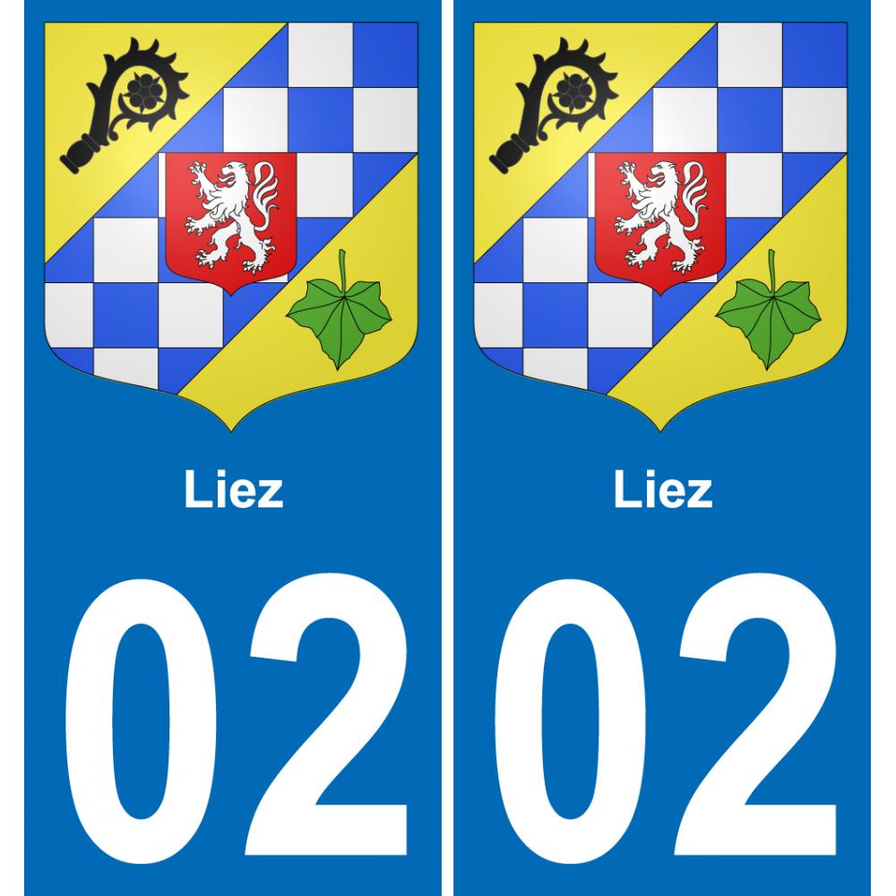 02 Liez autocollant sticker plaque immatriculation auto ville