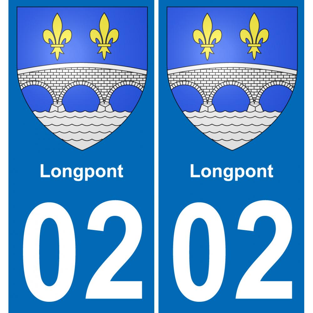 02 Longpont autocollant sticker plaque immatriculation auto ville