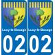 02 Lucy-le-Bocage autocollant sticker plaque immatriculation auto ville