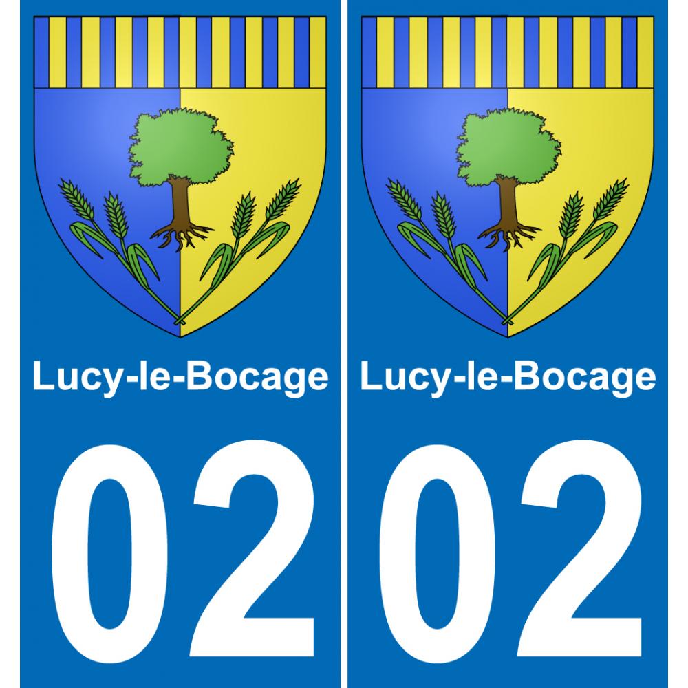 02 Lucy-le-Bocage autocollant sticker plaque immatriculation auto ville