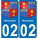02 Macquigny autocollant sticker plaque immatriculation auto ville