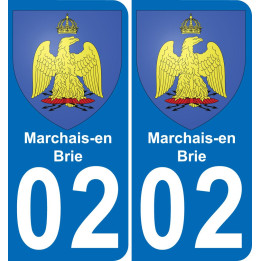 02 Marchais-en-Brie autocollant sticker plaque immatriculation auto ville