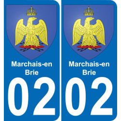 02 Marchais-en-Brie autocollant sticker plaque immatriculation auto ville