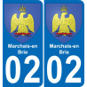 02 Marchais-en-Brie placa etiqueta de registro de la ciudad