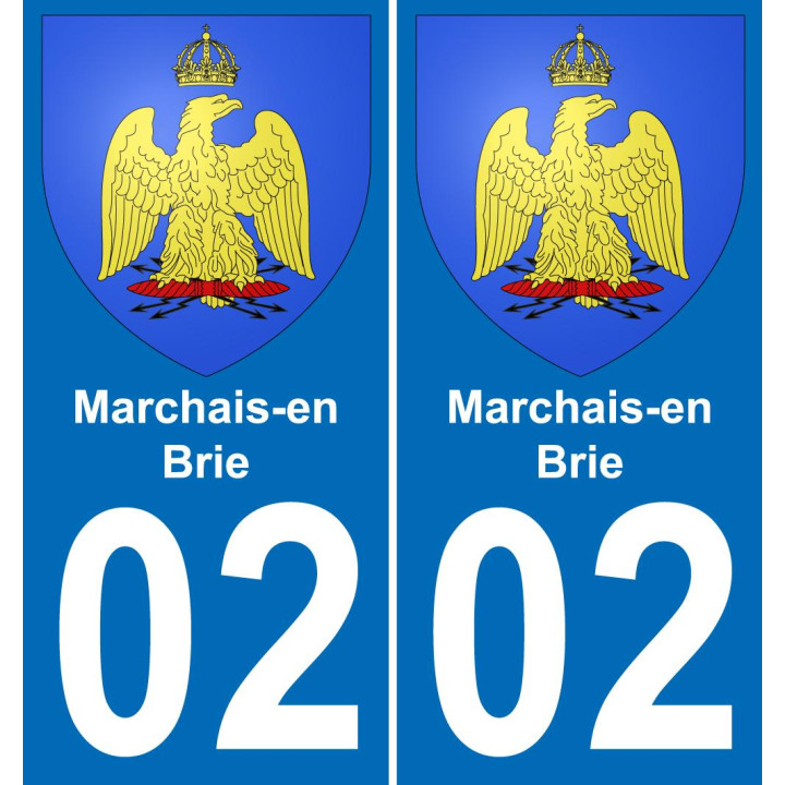 02 Marchais-en-Brie placa etiqueta de registro de la ciudad