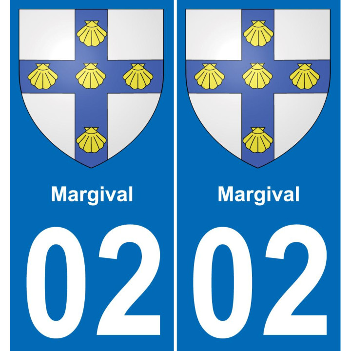 02 Margival autocollant sticker plaque immatriculation auto ville