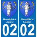 02 Mesnil-Saint-Laurent autocollant sticker plaque immatriculation auto ville