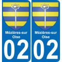 02 Mézières-sur-Oise autocollant sticker plaque immatriculation auto ville