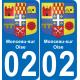 02 Monceau-sur-Oise autocollant sticker plaque immatriculation auto ville
