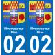 02 Monceau-sur-Oise autocollant sticker plaque immatriculation auto ville