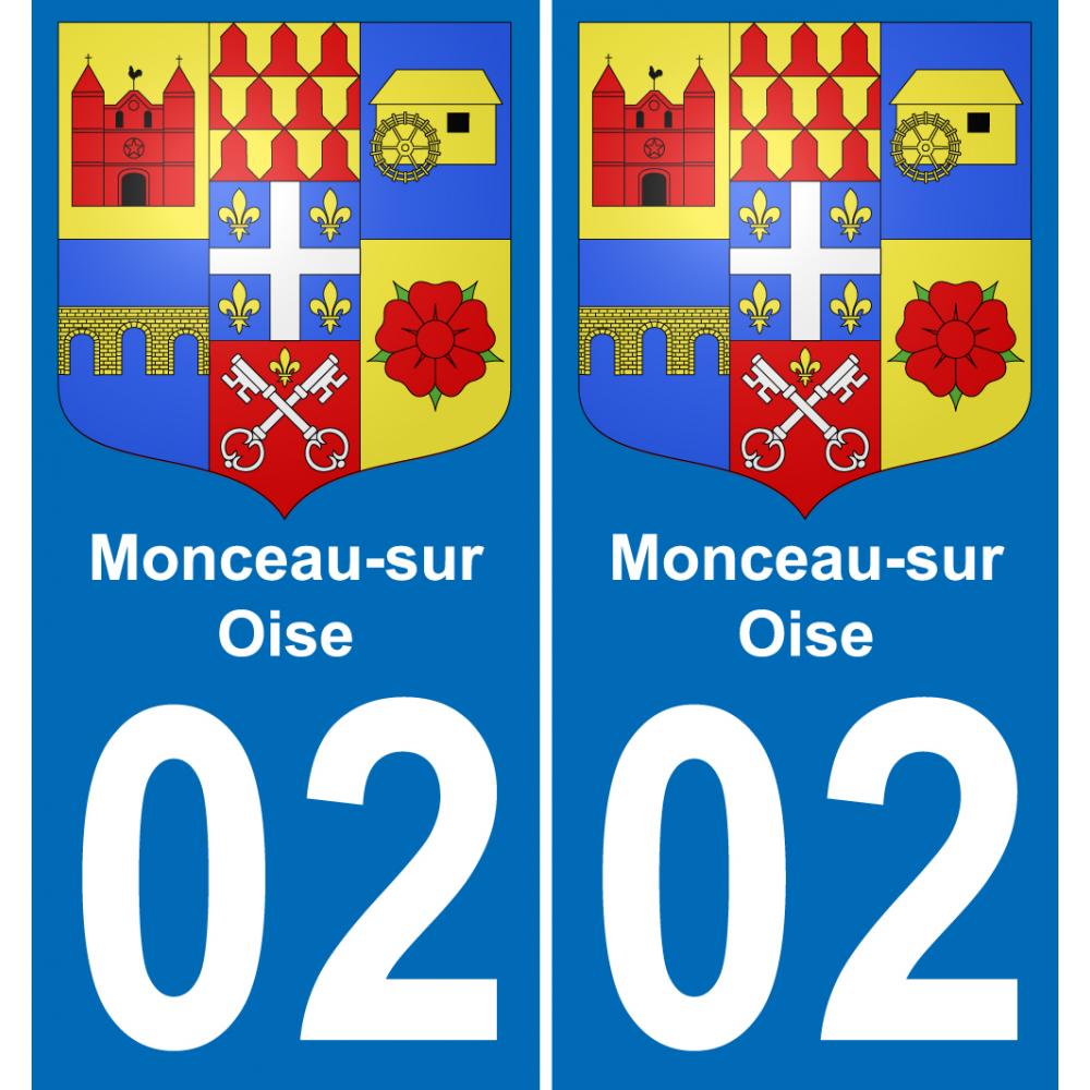 02 Monceau-sur-Oise autocollant sticker plaque immatriculation auto ville