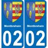 02 Montbrehain autocollant sticker plaque immatriculation auto ville