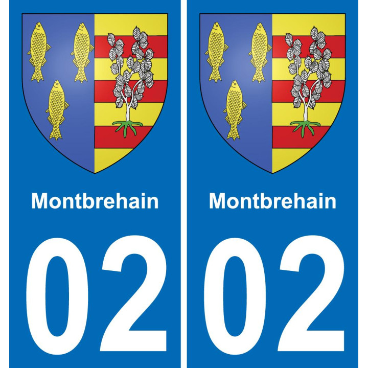 02 Montbrehain autocollant sticker plaque immatriculation auto ville