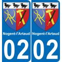 02 Nogent-l'Artaud autocollant sticker plaque immatriculation auto ville