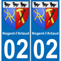 02 Nogent-l'Artaud autocollant sticker plaque immatriculation auto ville