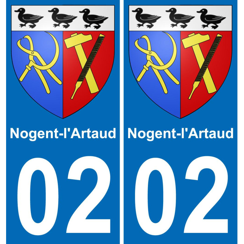 02 Nogent-l'Artaud autocollant sticker plaque immatriculation auto ville