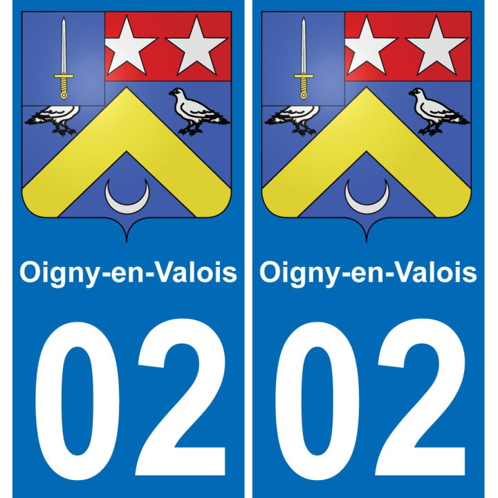 02 Oigny-en-Valois autocollant sticker plaque immatriculation auto ville