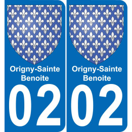 02 Origny-Sainte-Benoite sticker plate registration city
