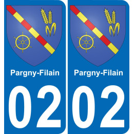 02 Pargny-Filain autocollant sticker plaque immatriculation auto ville