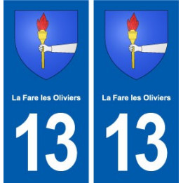 13 La Fare-les-Oliviers blason ville autocollant plaque sticker
