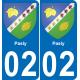 02 Pasly autocollant sticker plaque immatriculation auto ville