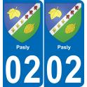 02 Pasly autocollant sticker plaque immatriculation auto ville