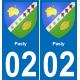 02 Pasly autocollant sticker plaque immatriculation auto ville