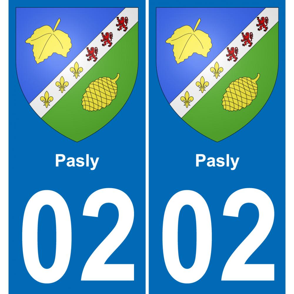 02 Pasly autocollant sticker plaque immatriculation auto ville